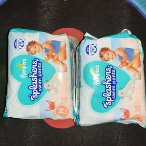 Pampers Splashers Swim Diapers Size Med 18 ct Lot of 2 Packs
